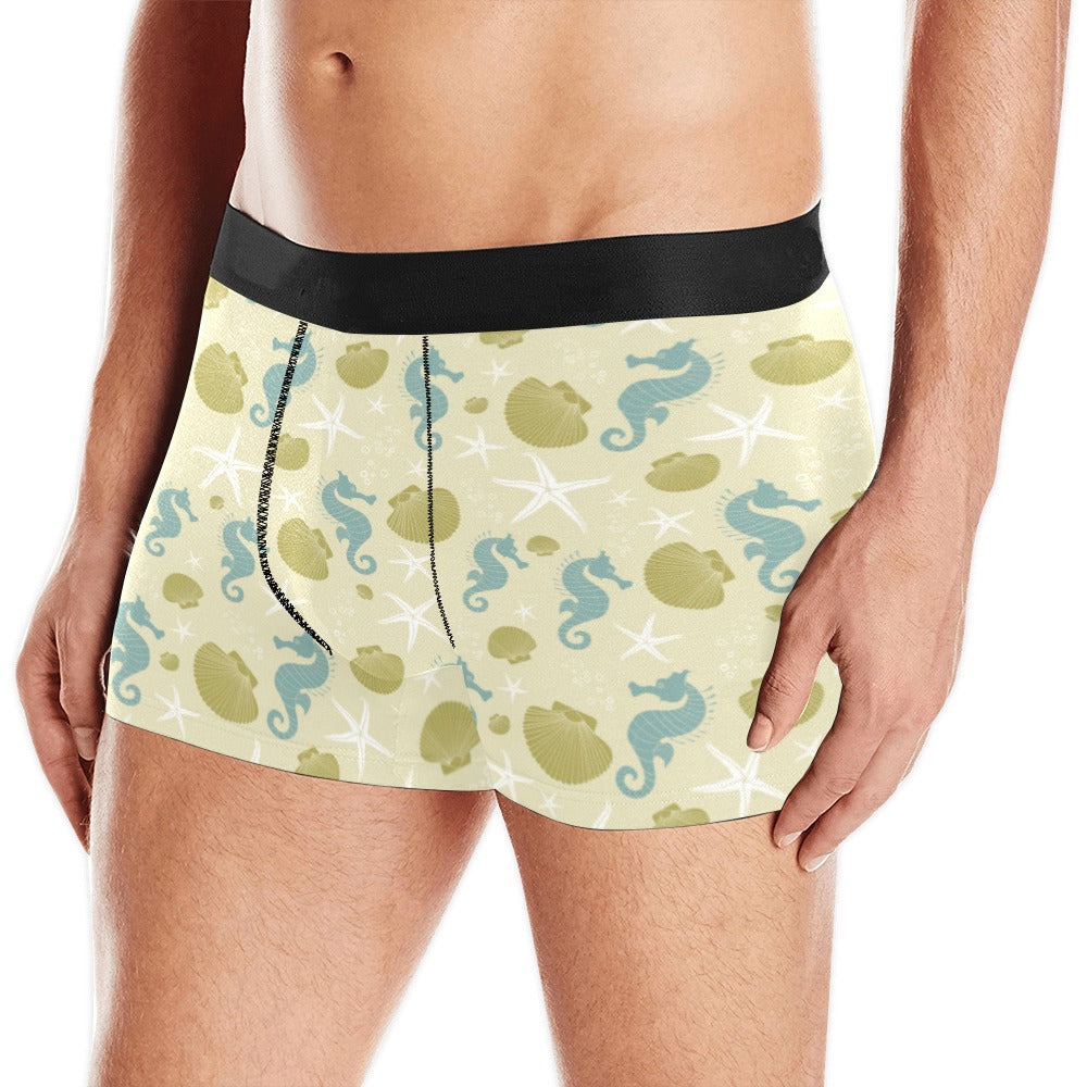 Seahorse shell starfish pattern background Men's All Over Print Boxer Briefs Men's Underwear