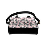 Zebra pink flower background Shoulder Handbag