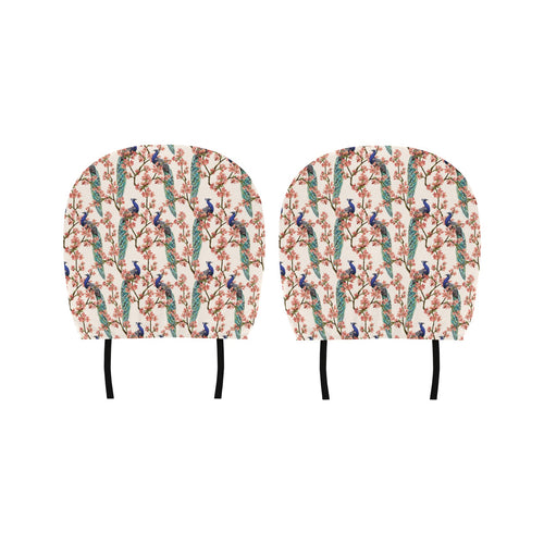 Peacock tropical flower pattern Car Headrest Cover