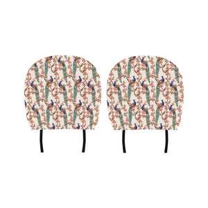 Peacock tropical flower pattern Car Headrest Cover