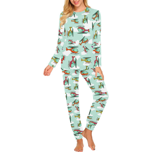 Helicopter design pattern Women's All Over Print Pajama Set