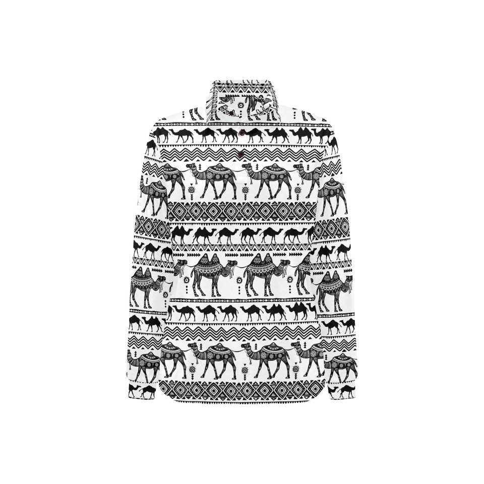 Camel polynesian tribal pattern Women's Long Sleeve Polo Shirt