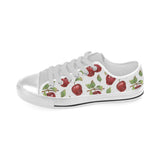 Red apples pattern Men's Low Top Shoes White