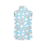 Cute rainbow clound star pattern blue background Women's Padded Vest