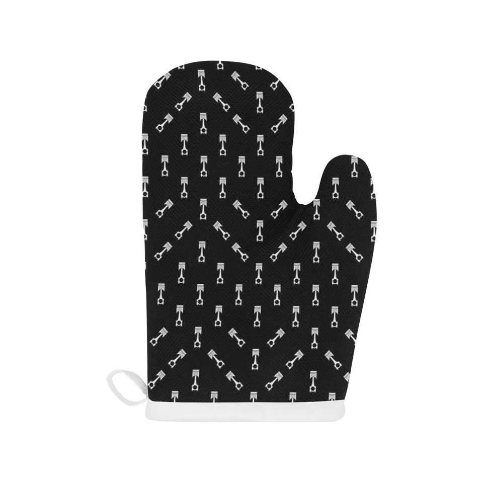 Engine Piston Black Theme Pattern Print Design 03 Heat Resistant Oven Mitts