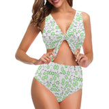 Chemistry Periodic Table Pattern Print Design 03 Chest Bowknot High Waisted Bikini Swimsuit