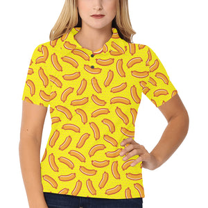 Sausage Pattern Print Design 01 Women's All Over Print Polo Shirt