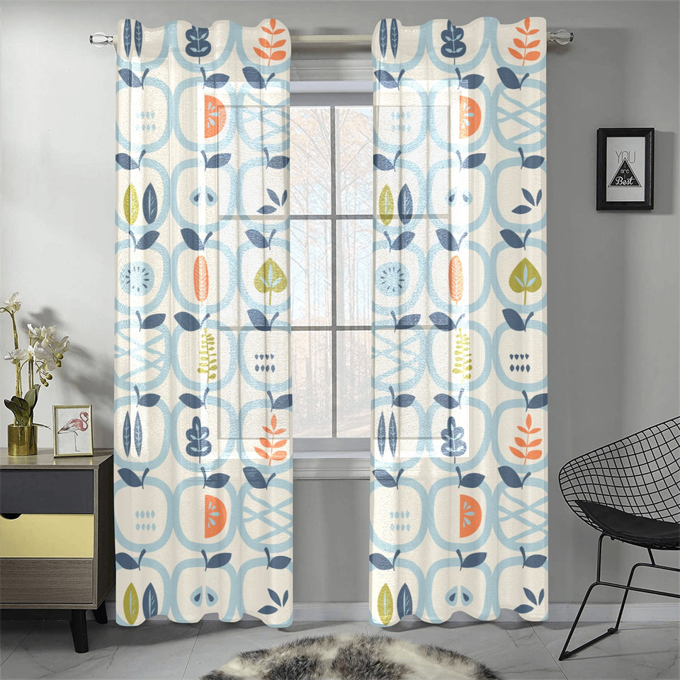 apples leaves pattern Gauze Curtain