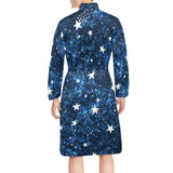 Night sky star pattern Men's Long Sleeve Belted Night Robe