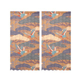 Bonsai bamboo stork japanese pattern brown theme Gauze Curtain