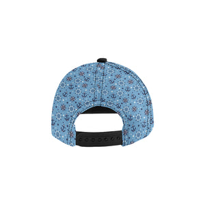 Anchors rudder compass star nautical pattern All Over Print Snapback Cap