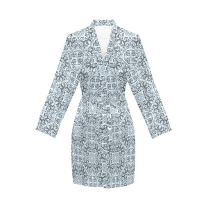 Traditional indian element pattern Women's Long Sleeve Belted Night Robe
