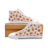 papaya leaves pattern Men's High Top Canvas Shoes White