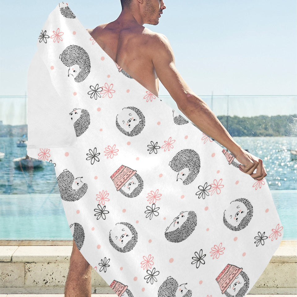 Hedgehog Pattern Print Design 02 Beach Towel