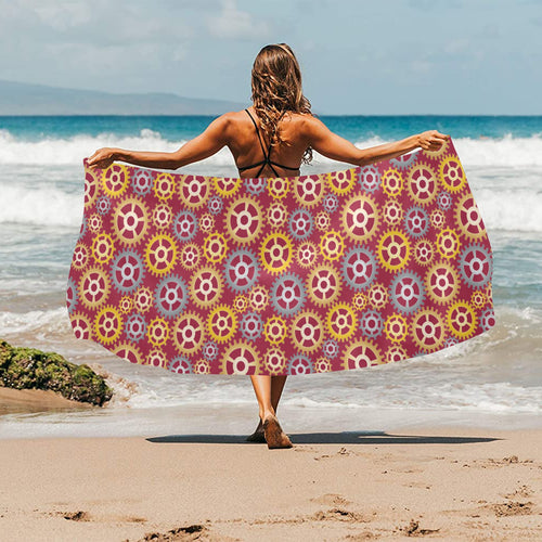 Gear Pattern Print Design 04 Beach Towel
