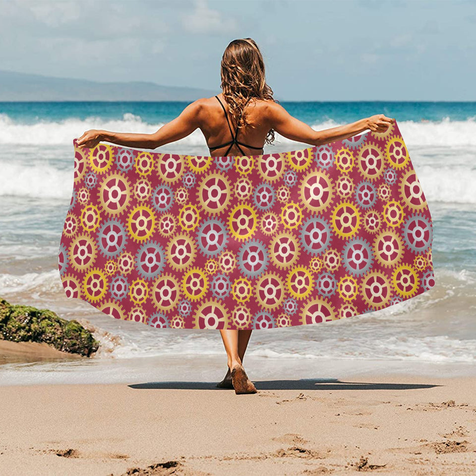 Gear Pattern Print Design 04 Beach Towel