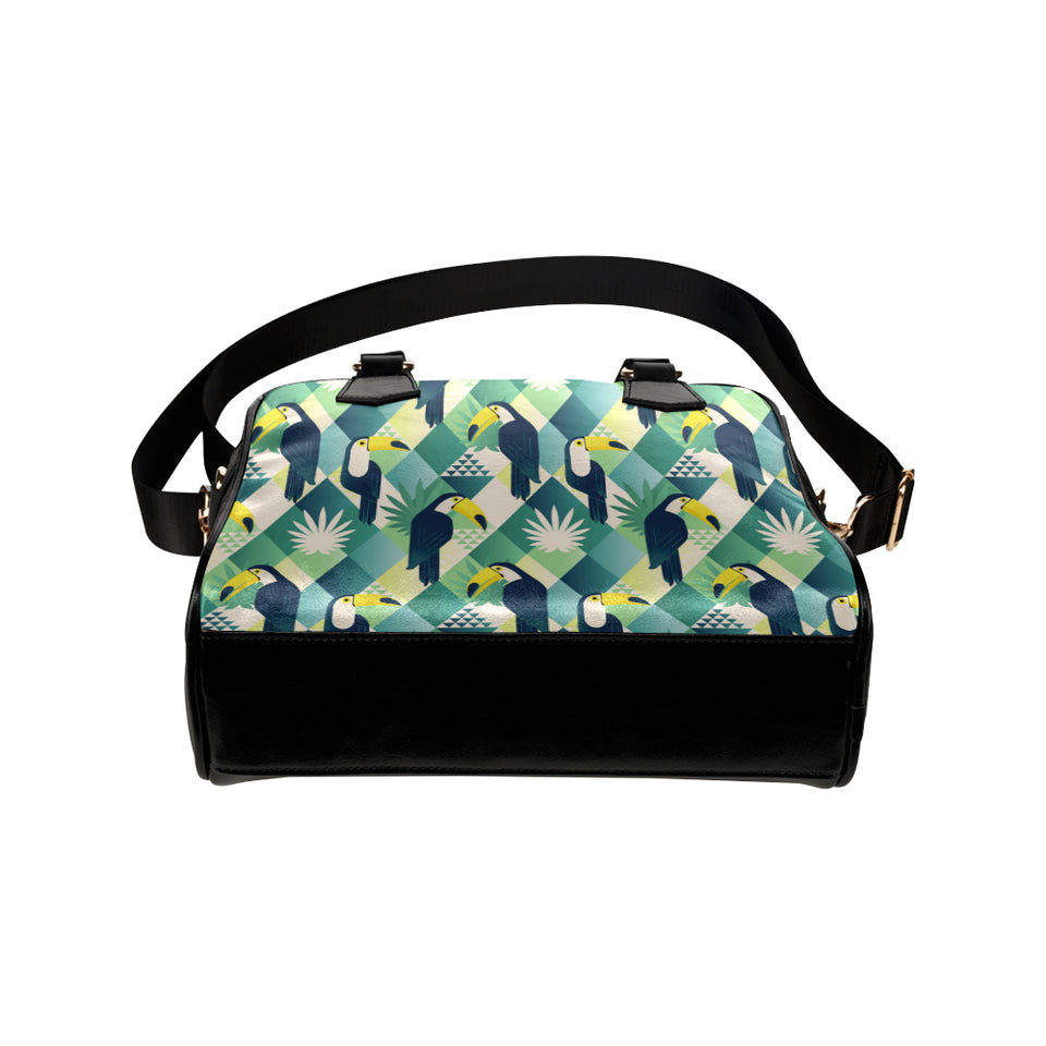Toucan tropical leaves design pattern Shoulder Handbag