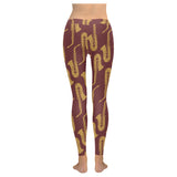 Hand drawn gold saxophone red background Women's Legging Fulfilled In US