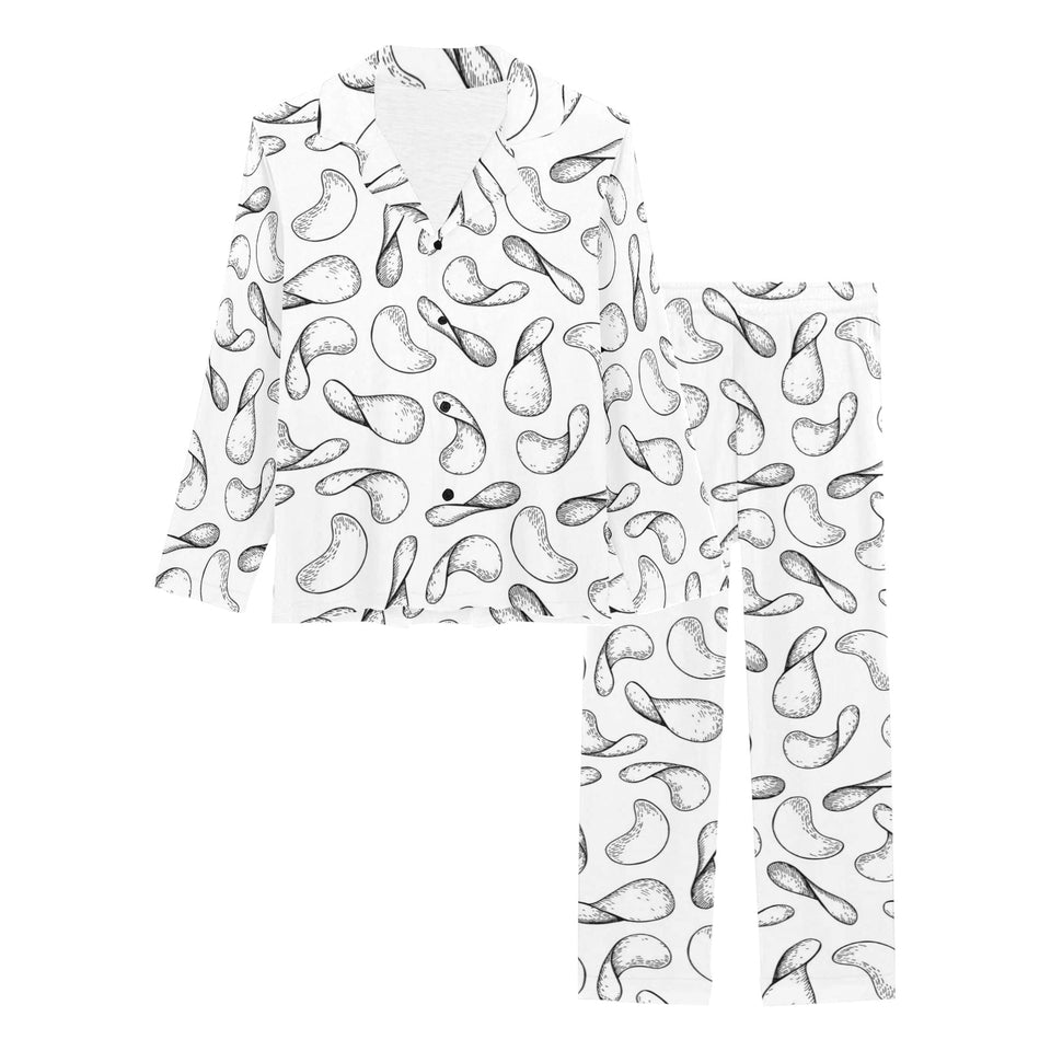 Potato Chips Pattern Print Design 04 Women's Long Pajama Set