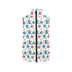 Tea pots Pattern Print Design 05 Women's Padded Vest