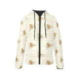 Bee honeycomb seamless design pattern Women's Padded Hooded Jacket