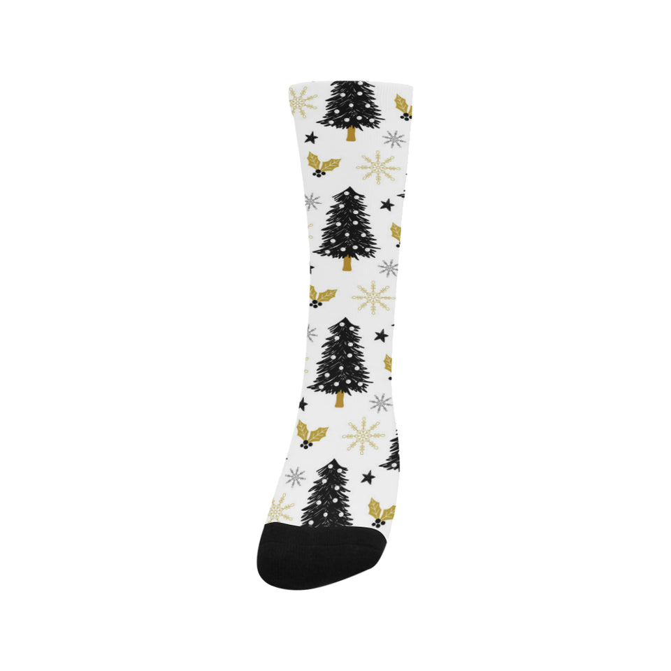 Christmas tree holly snow star pattern Crew Socks