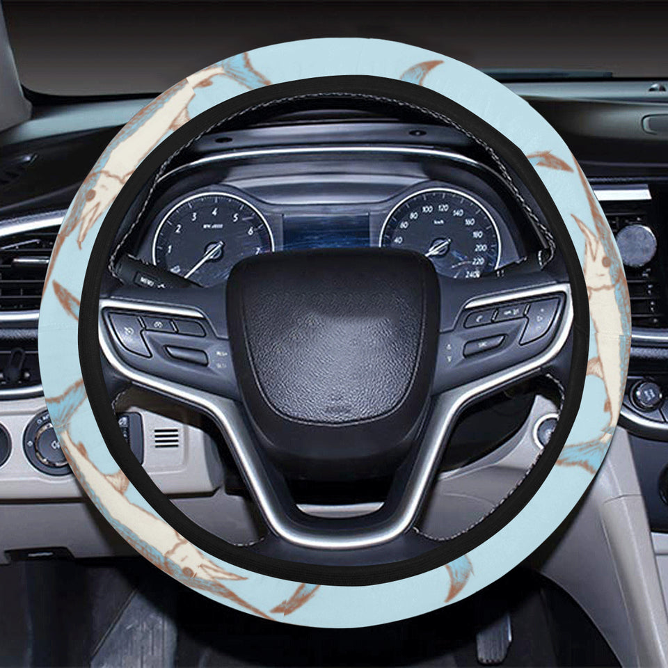 Swordfish Pattern Print Design 01 Car Steering Wheel Cover
