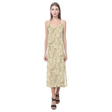 hand drawn peanuts pattern V-Neck Open Fork Long Dress