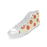 Tomato dot background Men's High Top Canvas Shoes White