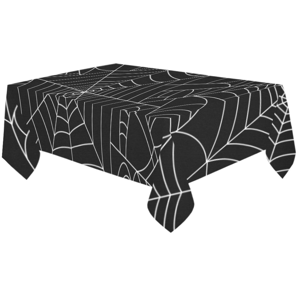 Spider web pattern Black background white cobweb Tablecloth