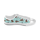 Horses running horses rider pattern Men's Low Top Canvas Shoes White