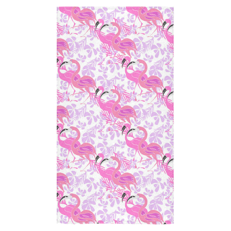 Pink flamingo flower pattern Bath Towel