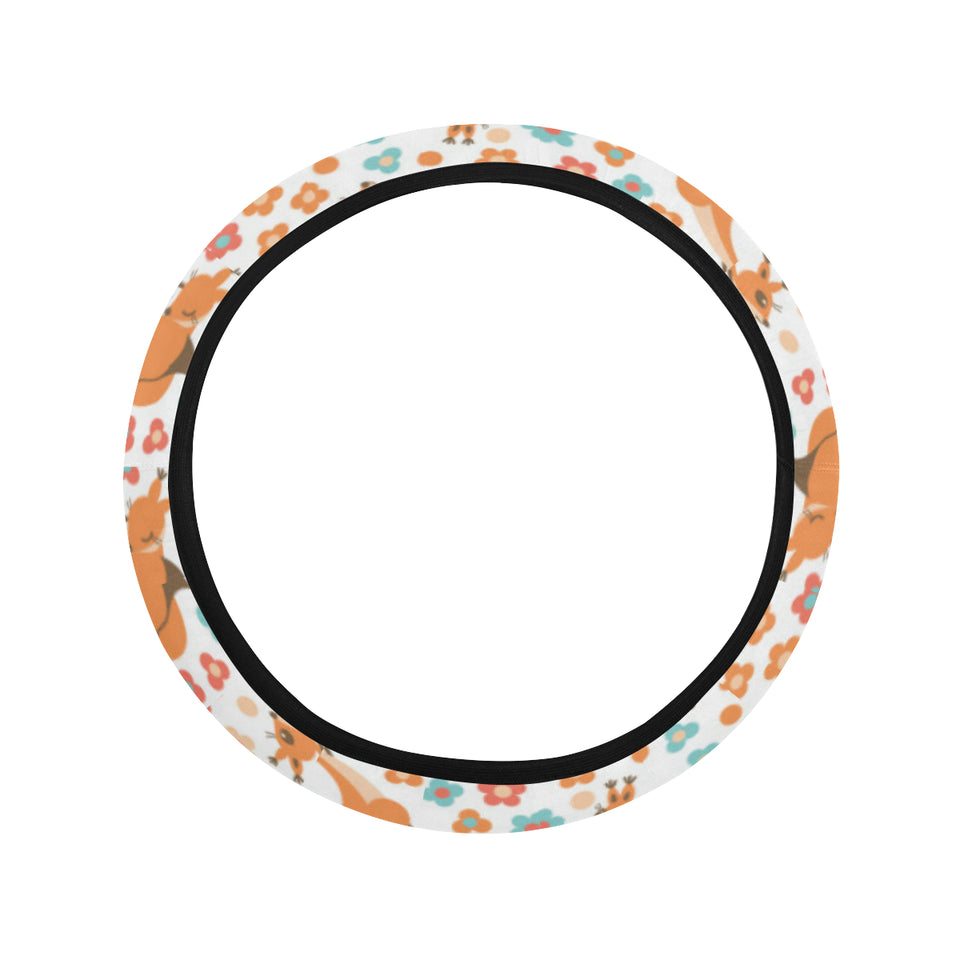 Squirrel Pattern Print Design 05 Car Steering Wheel Cover