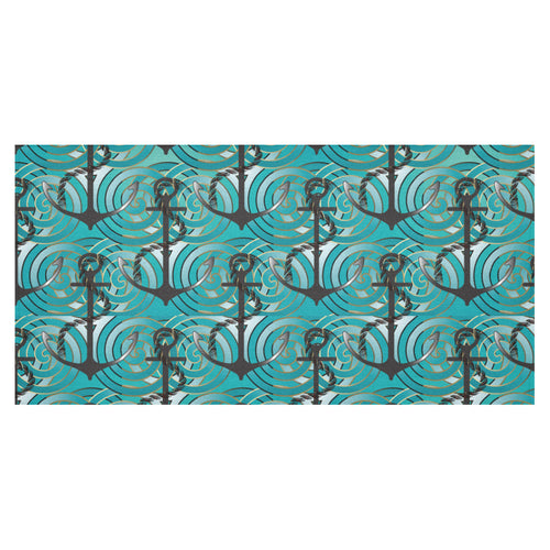 Anchor nautical green background Tablecloth