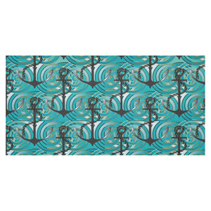 Anchor nautical green background Tablecloth