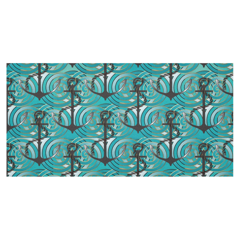 Anchor nautical green background Tablecloth