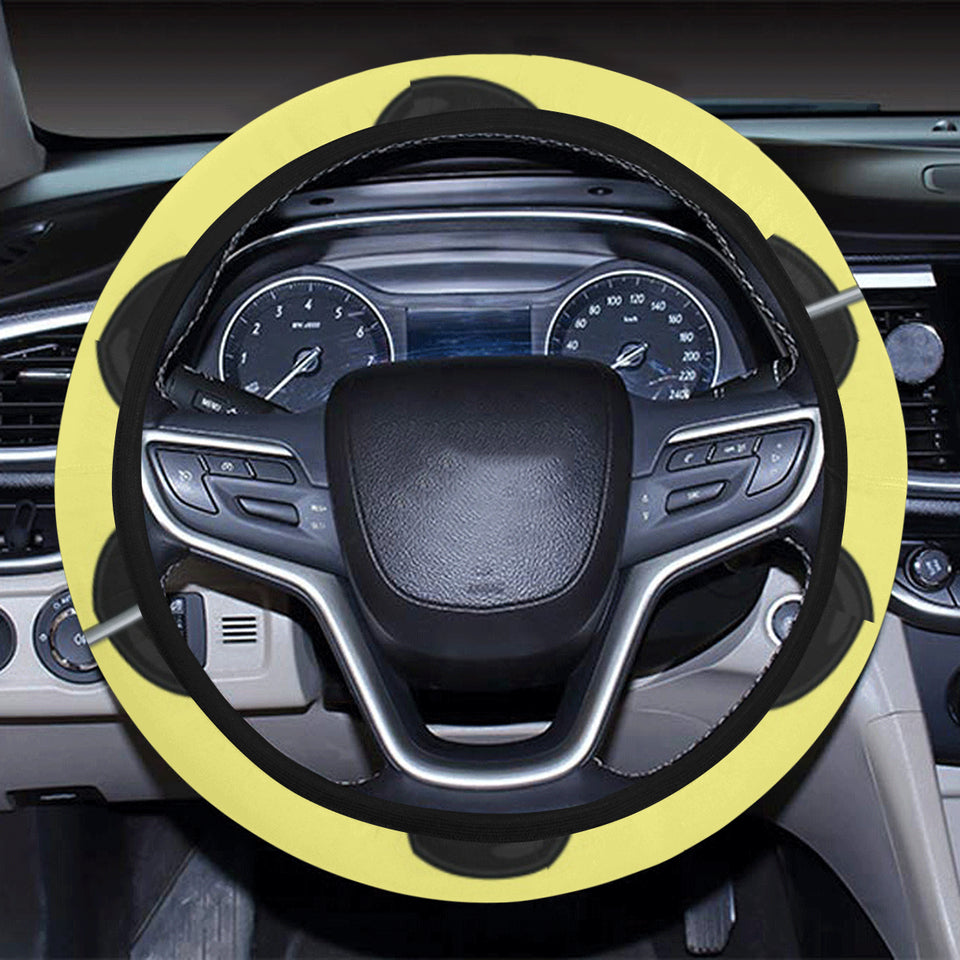 Cute ninja yellow background Car Steering Wheel Cover