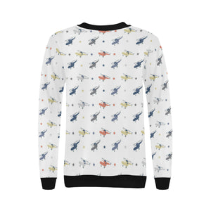 Cute helicopter star pattern Women's Crew Neck Sweatshirt