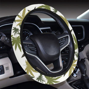 Canabis Marijuana Weed Pattern Print Design 05 Car Steering Wheel Cover