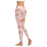Cute fox pattern pink background Women's Legging Fulfilled In US