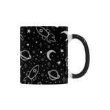 Hand drawn space rocket star planet Morphing Mug Heat Changing Mug