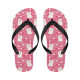 Maneki neko cat sakura pink background Unisex Flip Flops