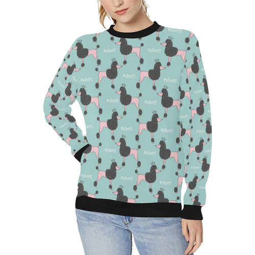 poodle dog green background Women's Crew Neck Sweatshirt