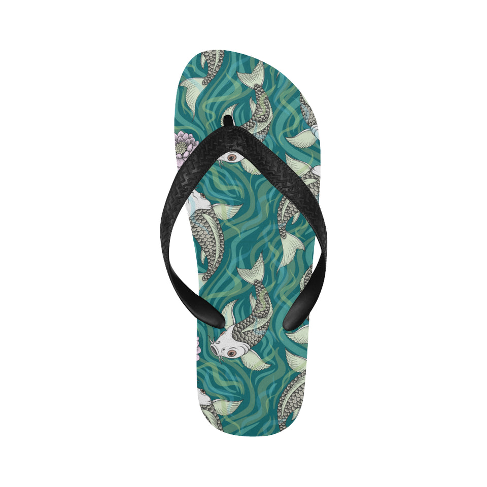 Koi Fish Carp Fish lotus pattern Unisex Flip Flops