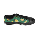 Durian pattern green background Men's Low Top Canvas Shoes Black