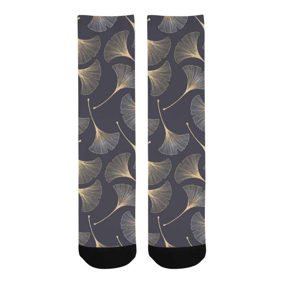 Gold ginkgo leaves Crew Socks