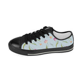 Watercolor Tulips pattern Women's Low Top Canvas Shoes Black