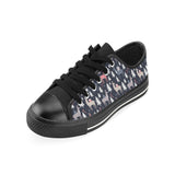Deers Winter Christmas pattern Men's Low Top Canvas Shoes Black