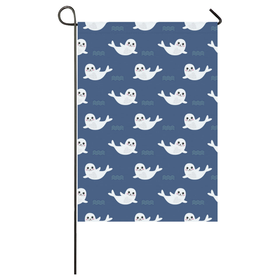 Cute white baby sea lion seal pattern House Flag Garden Flag