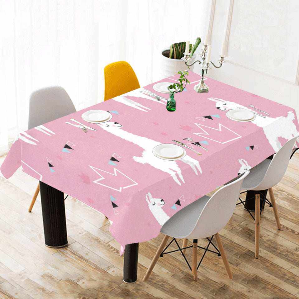 Llama Alpaca pink background Tablecloth